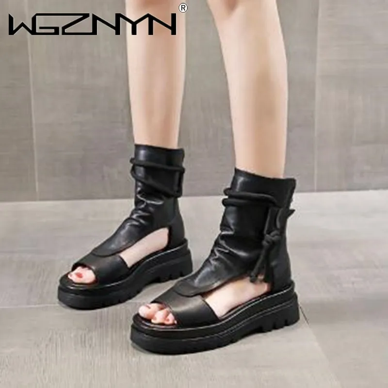 2022 Summer Top Layer Leather Thick-soled Retro Sandals Muffin Martin Boots Summer Thin Women Short Boots Net Red Leather Shoes
2022 Summer Top Layer Leather Thick-soled Retro Sandals Muffin Martin Boots Summer Thin Women Short Boots Net Red Leather Shoes