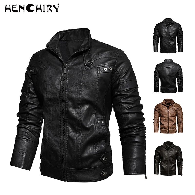 HENCHIRY Men’s high quality Motorcycle Jacket Autumn Winter New Faux PU Leather Casual Embroidery Biker Coat Zipper Fleece Coat 
HENCHIRY Men’s high quality Motorcycle Jacket Autumn Winter New Faux PU Leather Casual Embroidery Biker Coat Zipper Fleece Coat