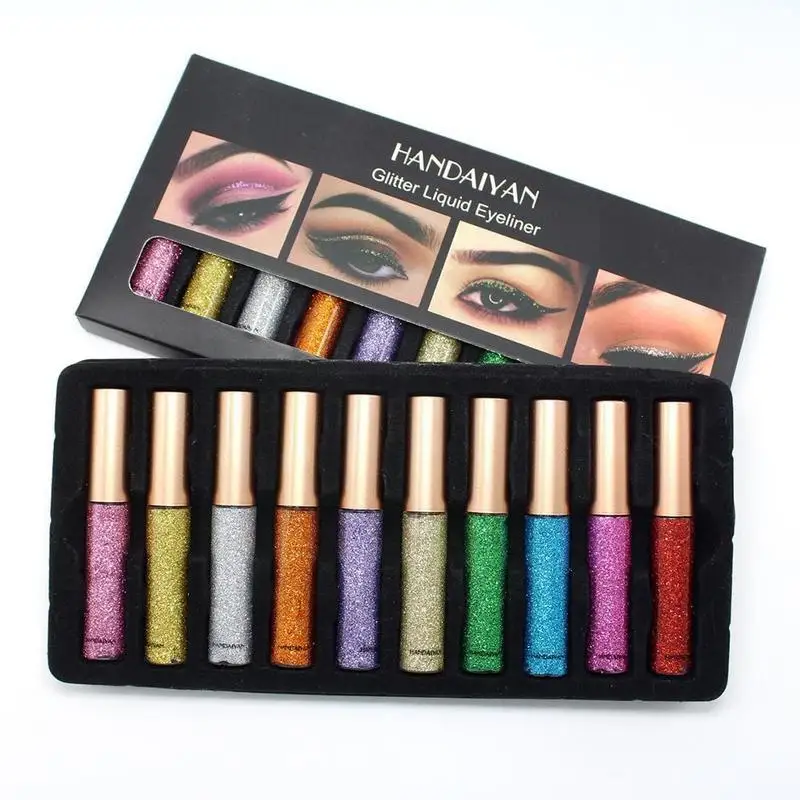 HANDAIYAN 10pcs/lot Glitter Liquid Eyeliner Sequin Cosmetic Eyeliner Shimmer Pearlescent Liquid Waterproof Eye Makeup J4D1
HANDAIYAN 10pcs/lot Glitter Liquid Eyeliner Sequin Cosmetic Eyeliner Shimmer Pearlescent Liquid Waterproof Eye Makeup J4D1