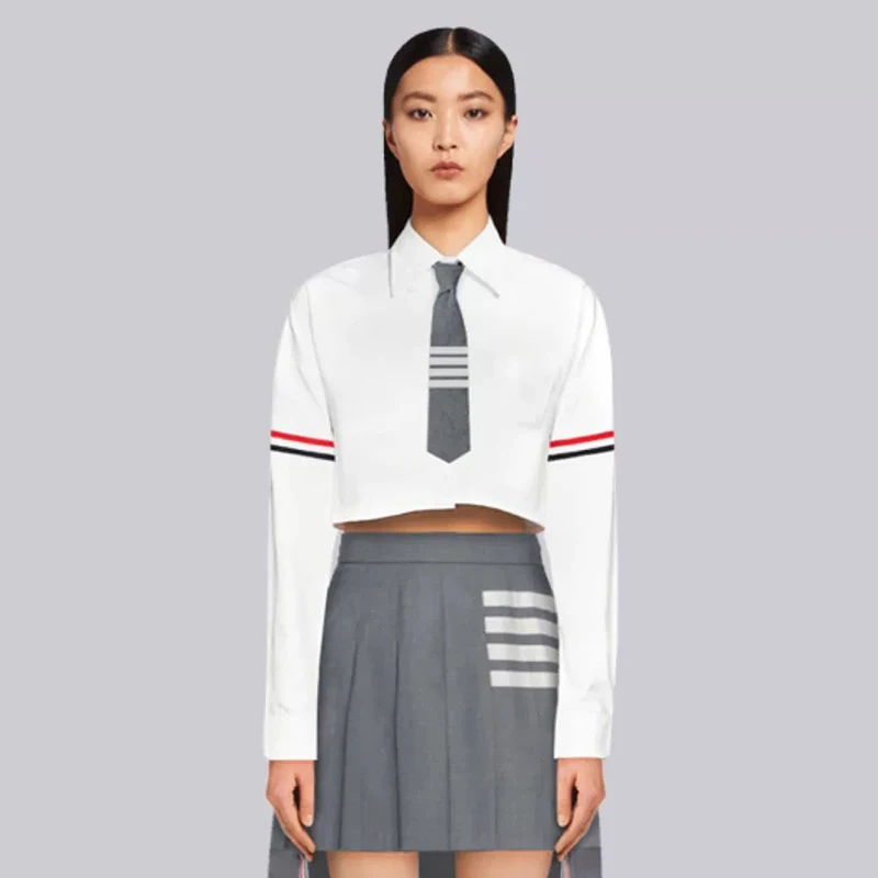 TB THOM Women's Shirt Turndown Collar Double Sleeved Stripe Design Long Sleeve Fashion Brand College Style Short Jackets
TB THOM Women's Shirt Turndown Collar Double Sleeved Stripe Design Long Sleeve Fashion Brand College Style Short Jackets