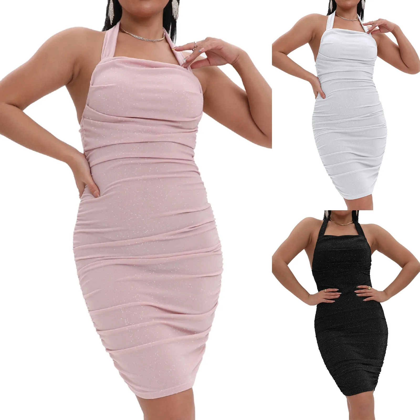 Europe And The United States New Women's Fashion Neck Sexy Shiny Backless Slim Fit Bag Buttock Dresses for Womens Summer
Europe And The United States New Women's Fashion Neck Sexy Shiny Backless Slim Fit Bag Buttock Dresses for Womens Summer
