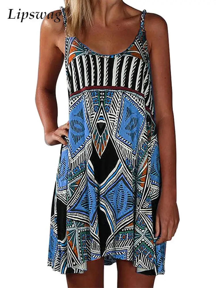 2022 Summer Female Casual Loose Beach Mini Dress Sexy Women Sling Dresses Vintage Print Sleeveless Beach Short Sundress Vestidos
2022 Summer Female Casual Loose Beach Mini Dress Sexy Women Sling Dresses Vintage Print Sleeveless Beach Short Sundress Vestidos