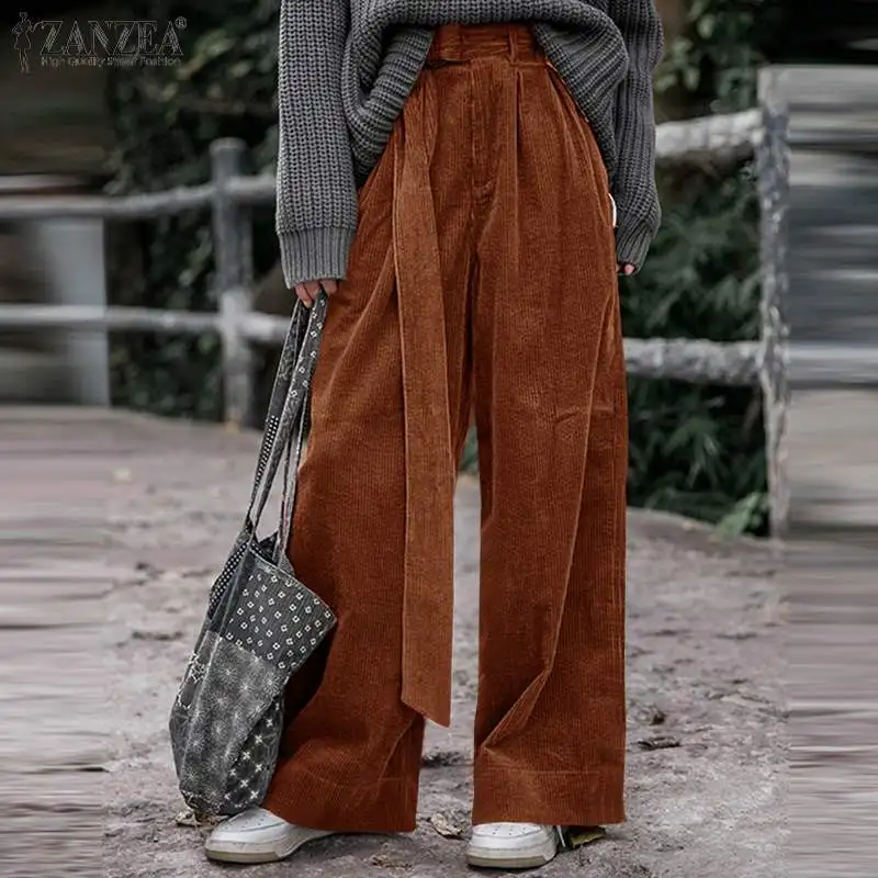 Oversized Casual Fashion Long Trousers Women Solid Wide Leg Pant ZANZEA High Waist Straight Palazzo Vintage Corduroy Maxi Pants
Oversized Casual Fashion Long Trousers Women Solid Wide Leg Pant ZANZEA High Waist Straight Palazzo Vintage Corduroy Maxi Pants