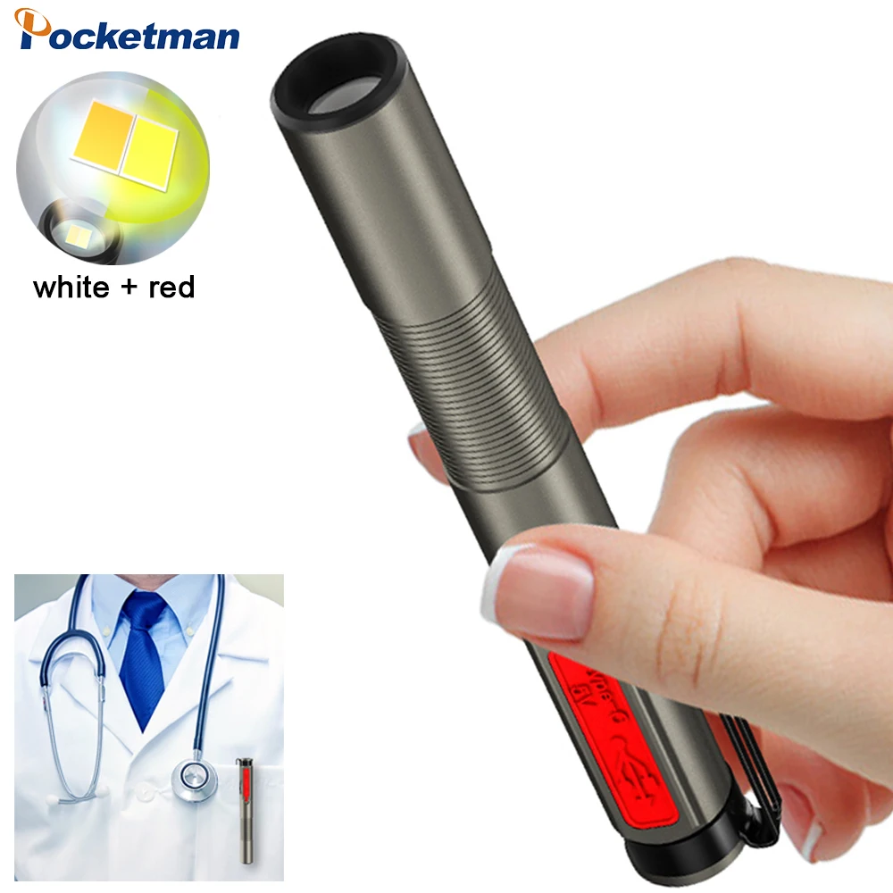 Mini LED Flashlight Pocket-sized Pen Lights Medical Flashlight White+Red Lights Rechargeable Flashlight Nurse Detection Penlight
Mini LED Flashlight Pocket-sized Pen Lights Medical Flashlight White+Red Lights Rechargeable Flashlight Nurse Detection Penlight