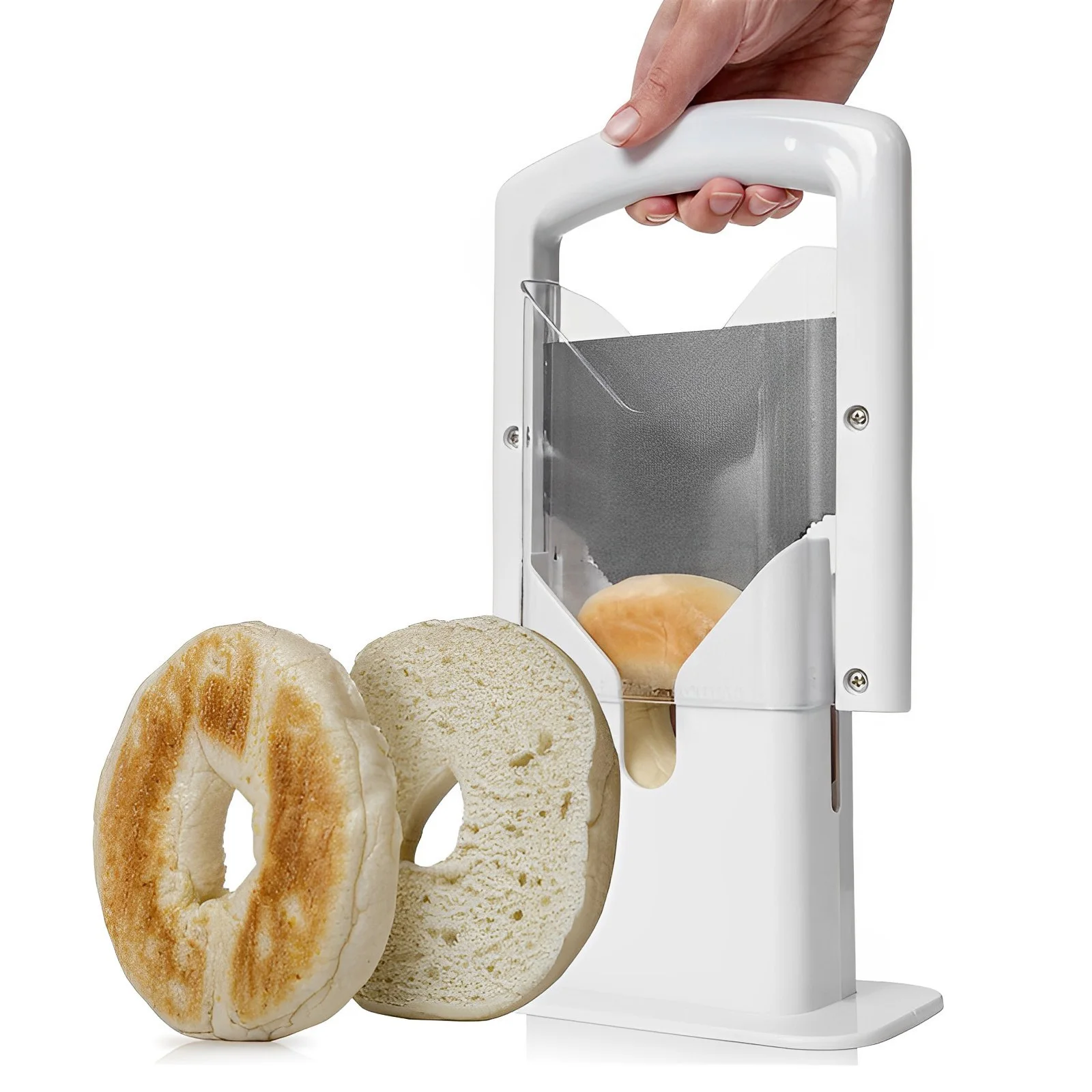 Bagel Cutter Slicer with Safety Handle Household Bagel Slicer Stainless Steel Bagel Precision Cutter for Bread Muffin Kitchen
Bagel Cutter Slicer with Safety Handle Household Bagel Slicer Stainless Steel Bagel Precision Cutter for Bread Muffin Kitchen