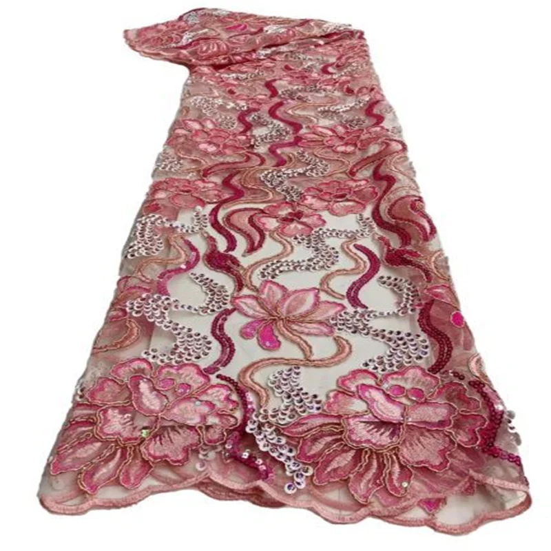 

Королевский Синий Блестки африканская кружевная ткань 2023 розовый высокое качество нигерийский французский Тюль кружевная ткань с блестками сетка для свадебного шитья