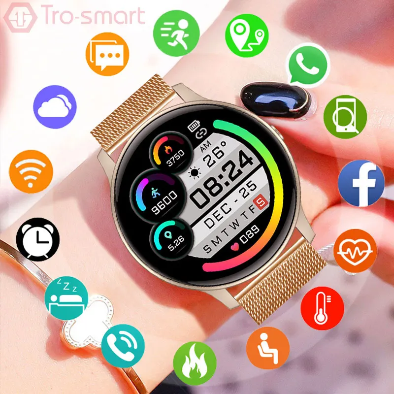 Умные часы с сенсорным экраном, женские и мужские умные часы, электронные умные часы для Android, IOS, фитнес-трекер, круглые спортивные умные час... 
Умные часы с сенсорным экраном, женские и мужские умные часы, электронные умные часы для Android, IOS, фитнес-трекер, круглые спортивные умные час...