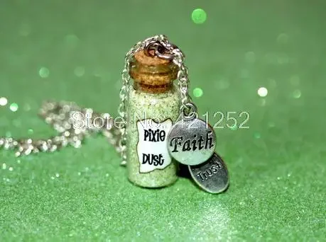 12pcs Pixie Dust Magical Necklace with A Faith and Trust Charm Glass Bottle Magic Jewelry in Silver 
12pcs Pixie Dust Magical Necklace with A Faith and Trust Charm Glass Bottle Magic Jewelry in Silver