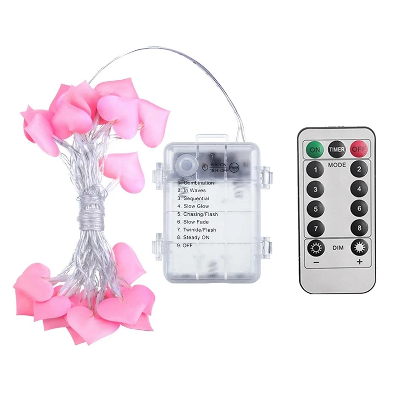 Heart-Shaped String Light 40 LED Valentine's Day 3D Pink Heart-Shaped Battery Powered 8-Mode String Lamp (Pink) 
Heart-Shaped String Light 40 LED Valentine's Day 3D Pink Heart-Shaped Battery Powered 8-Mode String Lamp (Pink)