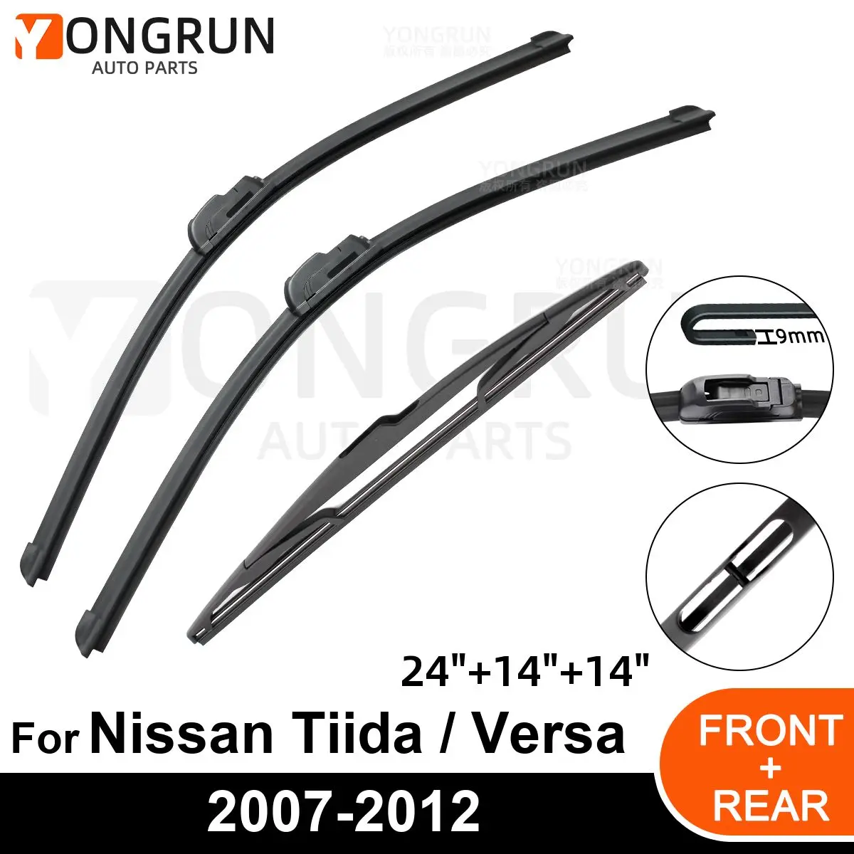 Car Windshield Windscreen Front Rear Wiper Blade Rubber Accessories For Nissan Tiida / Versa 24" 14" 14" 2007 - 2010 2011 2012
Car Windshield Windscreen Front Rear Wiper Blade Rubber Accessories For Nissan Tiida / Versa 24" 14" 14" 2007 - 2010 2011 2012