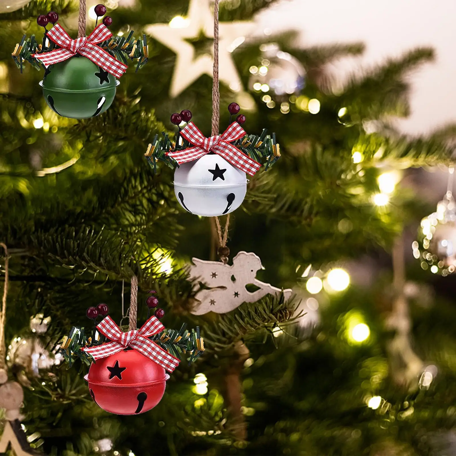 1 шт. Рождественский металлический колокольчик, белый, зеленый, красный Рождественский колокольчик, подвесная елка, металлическая подвеска на Рождество, украшение для дома Iro W3h5 
1 шт. Рождественский металлический колокольчик, белый, зеленый, красный Рождественский колокольчик, подвесная елка, металлическая подвеска на Рождество, украшение для дома Iro W3h5