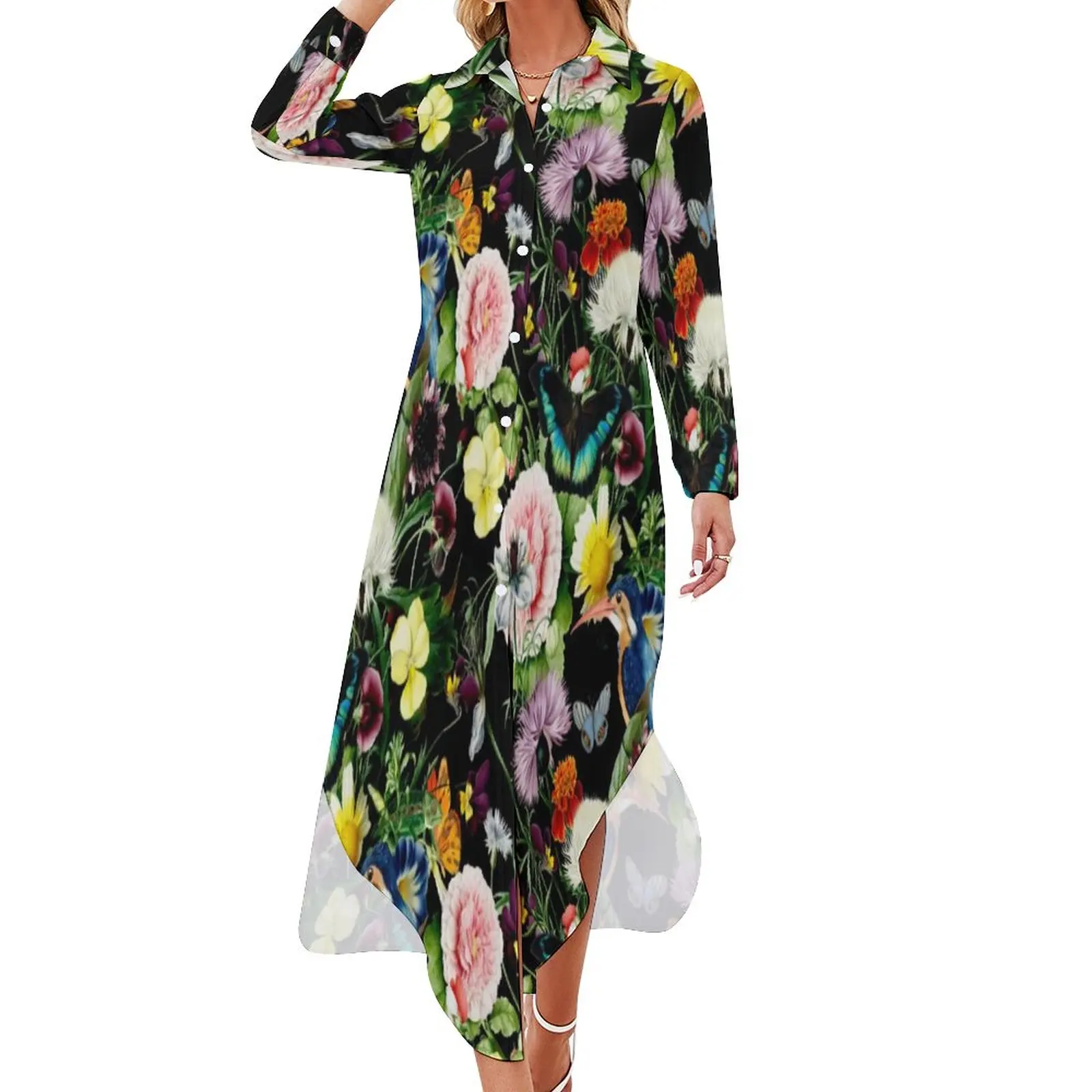 Vintage Tropical Floral Print Chiffon Dress Bird Butterfly EDEN Patterns Cute Dresses Lady Street Fashion Oversize Casual Dress
Vintage Tropical Floral Print Chiffon Dress Bird Butterfly EDEN Patterns Cute Dresses Lady Street Fashion Oversize Casual Dress
