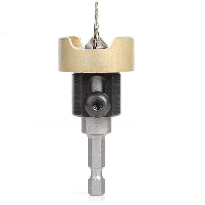 Woodworking Countersink Drill Carbide Tipped Adjustable Depth No-Thrust Ball Bearing For 3/8X3/32 X1/4 Countersink Bit
Woodworking Countersink Drill Carbide Tipped Adjustable Depth No-Thrust Ball Bearing For 3/8X3/32 X1/4 Countersink Bit
