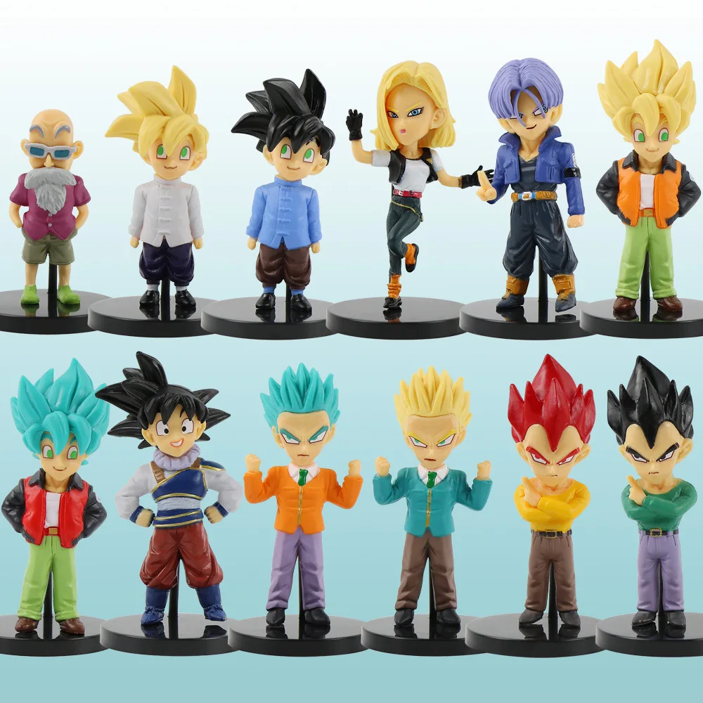 12Pcs/Set Q Version Dragon Ball Z Son Goku Vegeta Super Saiyan Trunks Master Roshi Android 18 PVC Action Figures Model Dolls Toy
12Pcs/Set Q Version Dragon Ball Z Son Goku Vegeta Super Saiyan Trunks Master Roshi Android 18 PVC Action Figures Model Dolls Toy