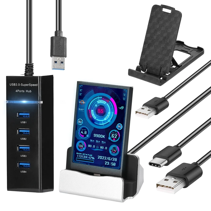 Computer Monitor For IPS Case 3.5 Inch IPS TYPE-C Secondary Screen CPU GPU RAM HDD Monitoring USB Display AIDA64
Computer Monitor For IPS Case 3.5 Inch IPS TYPE-C Secondary Screen CPU GPU RAM HDD Monitoring USB Display AIDA64