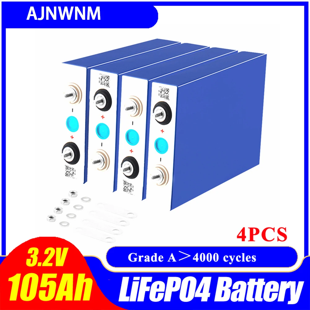 4pcs AJNWNM GRADE A NEW 3.2V 100Ah 105Ah lifepo4 battery CELL 12V 24V Electric RV Golf car outdoor solar energy Rechargeable
4pcs AJNWNM GRADE A NEW 3.2V 100Ah 105Ah lifepo4 battery CELL 12V 24V Electric RV Golf car outdoor solar energy Rechargeable