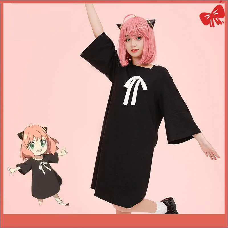 Anime Spy X Family Anya Forger Cosplay Costume Black Dress White Ribbon Pink Wig Headwear Kawaii Girls Socks Women Party Outfit
Anime Spy X Family Anya Forger Cosplay Costume Black Dress White Ribbon Pink Wig Headwear Kawaii Girls Socks Women Party Outfit