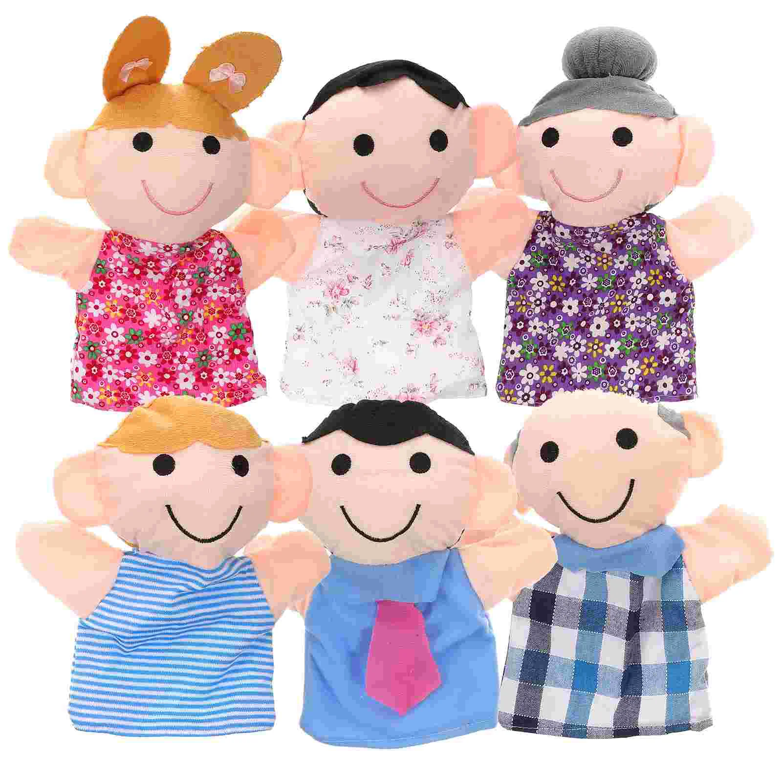 

6pcs Puppet Family Children Puppets Toy School Home Performance Puppet for Theater Shows