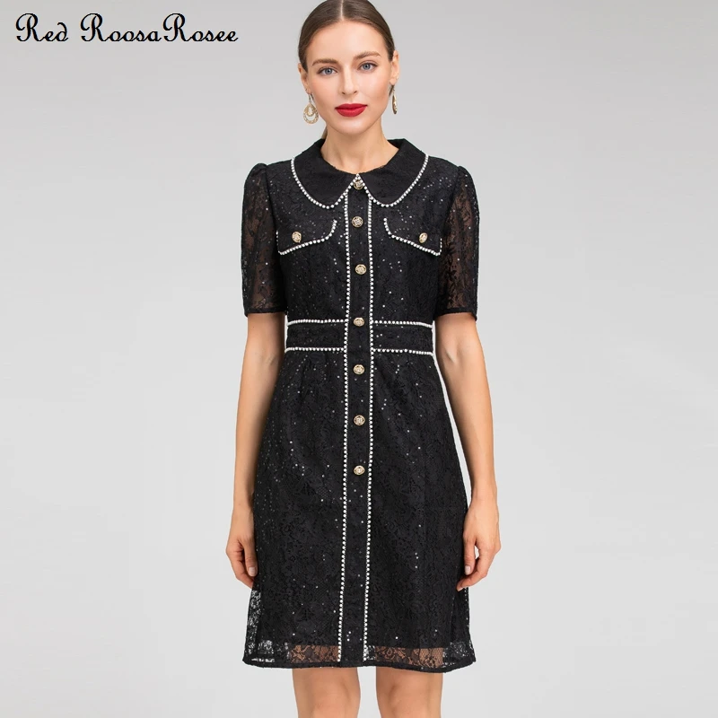 Red RoosaRosee Peter Pan Collar Luxury Beads Sequins Buttons Black Short Office Dress Wemen Designer Summer Vestidos Robe Femme
Red RoosaRosee Peter Pan Collar Luxury Beads Sequins Buttons Black Short Office Dress Wemen Designer Summer Vestidos Robe Femme