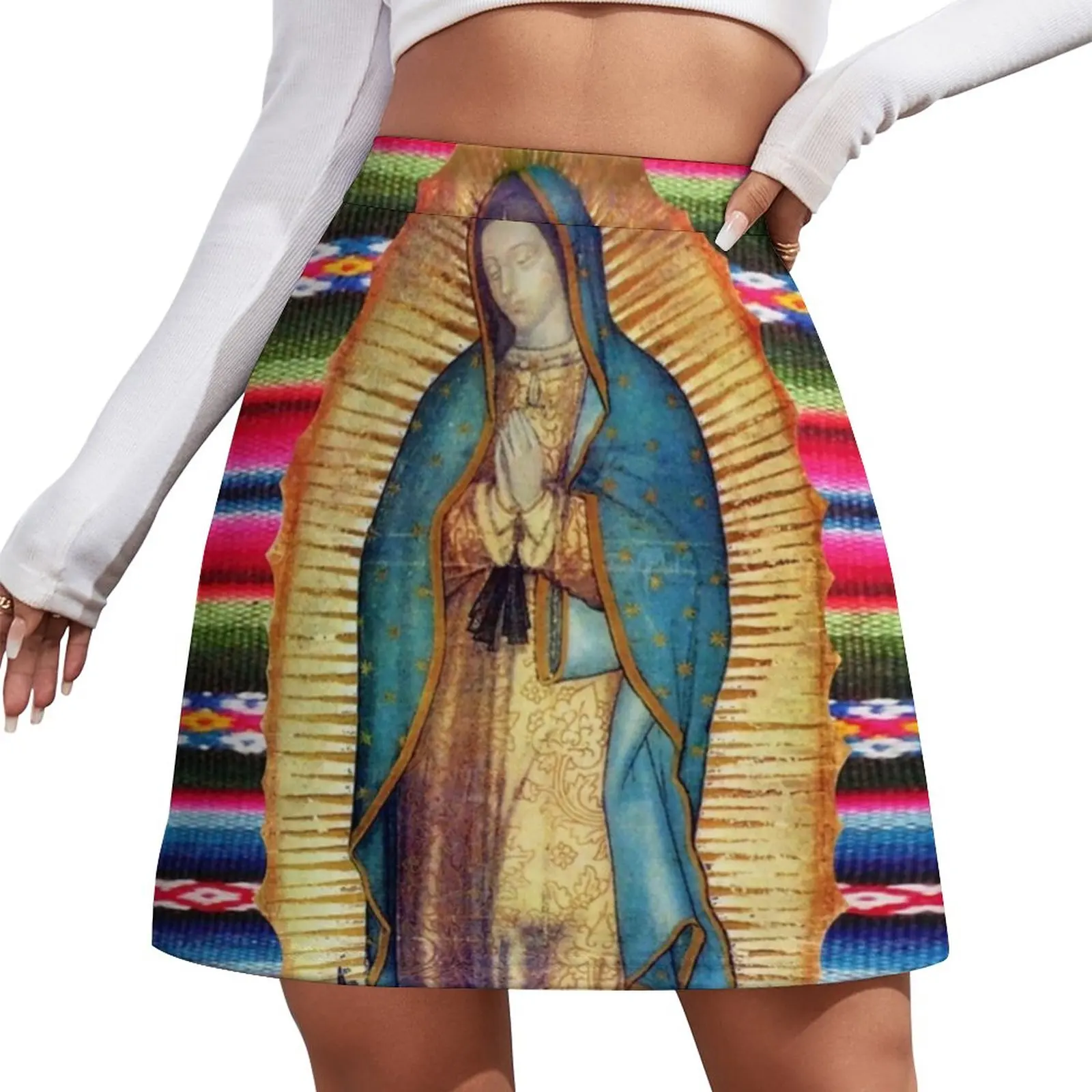 

Virgin Mary Catholic Skirt Our Lady of Guadalupe Street Wear Casual Skirts Vintage Mini Skirt Design Bottoms Birthday Present