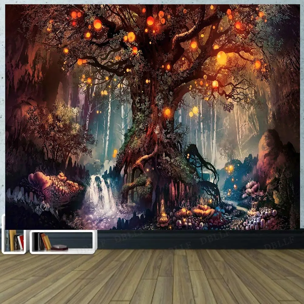 

Fantasy Plant Tapestry Magical Forest Tapestries Nature Large Tree of Life Wall Hanging for Bedroom Beach Blanket College Dorm