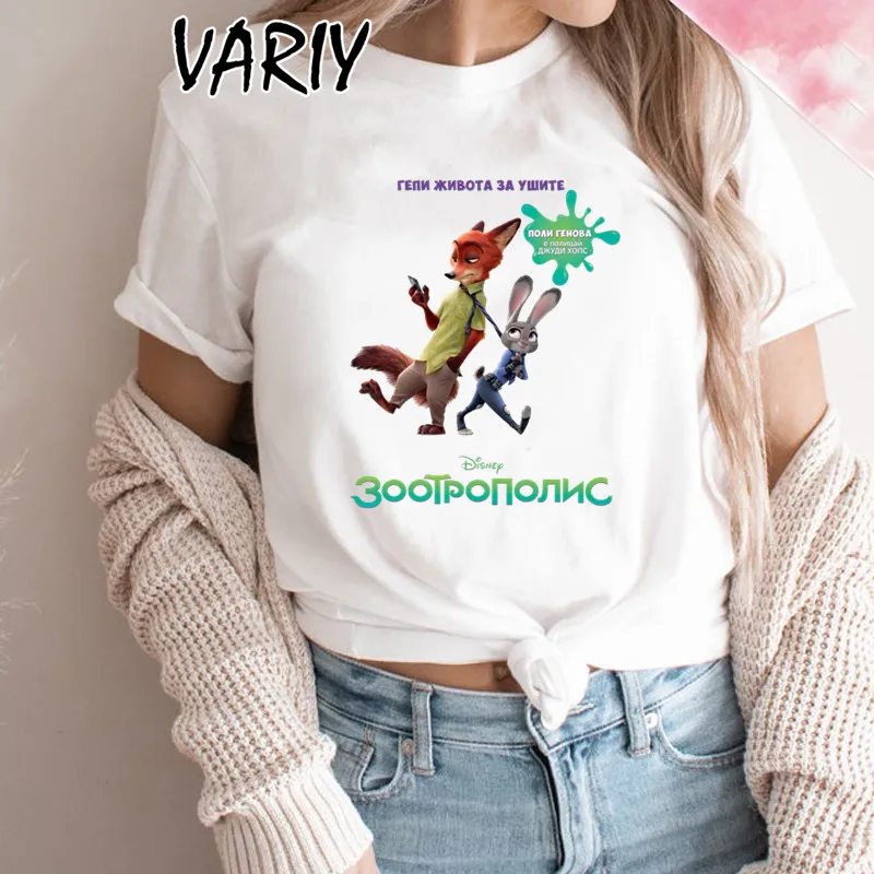 New Brand Zootopia Print T shirt For Women Summer aesthetic Tshirts Judy Nick White Casual Short Sleeve Disney Couple Clothes
New Brand Zootopia Print T shirt For Women Summer aesthetic Tshirts Judy Nick White Casual Short Sleeve Disney Couple Clothes