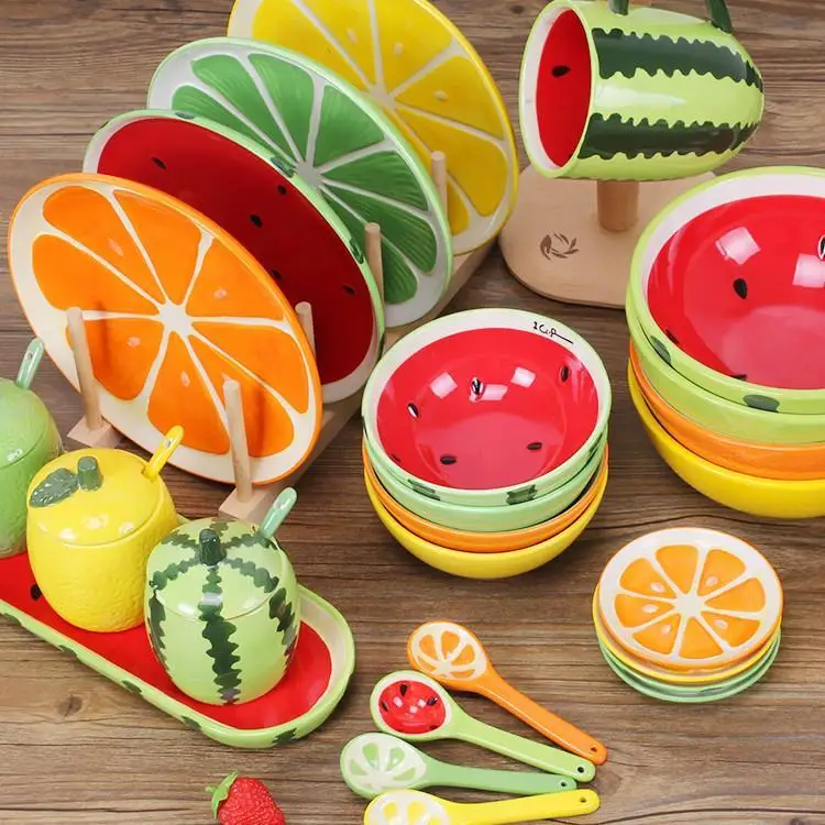 Hand-painted Fruit Modeling Plate Rice Bowl Dish Ceramic Tableware Set Children Cartoon Cute Dessert Bowl dishes and plates sets
Hand-painted Fruit Modeling Plate Rice Bowl Dish Ceramic Tableware Set Children Cartoon Cute Dessert Bowl dishes and plates sets
