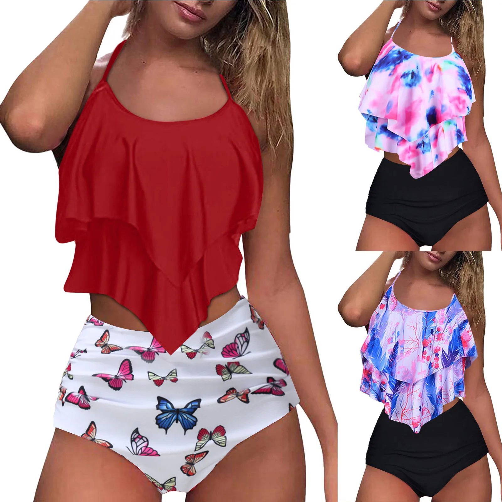 Soft Swimsuit For Women Two Piece Double Flounce Top With High Waist Ruched Bottom Tankini Set Swimwear Bathing Suit Plus Size
Soft Swimsuit For Women Two Piece Double Flounce Top With High Waist Ruched Bottom Tankini Set Swimwear Bathing Suit Plus Size