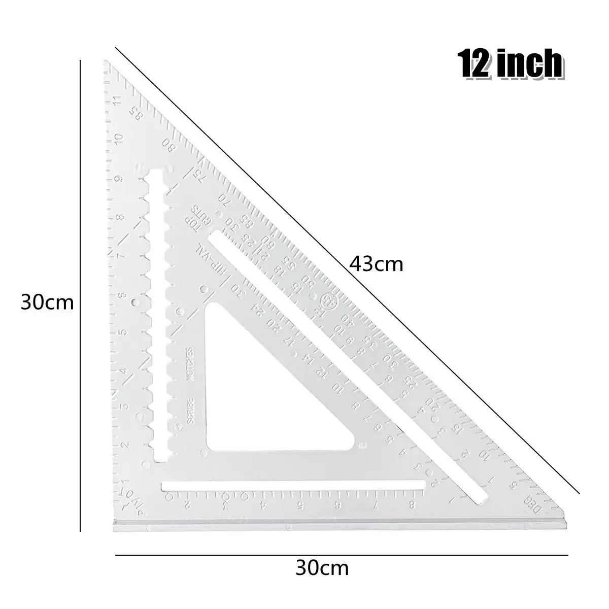 12 inch Angle Ruler Imperial Aluminum Alloy Triangular Measuring Ruler Woodwork Speed Square Triangle Angle Protractor
12 inch Angle Ruler Imperial Aluminum Alloy Triangular Measuring Ruler Woodwork Speed Square Triangle Angle Protractor