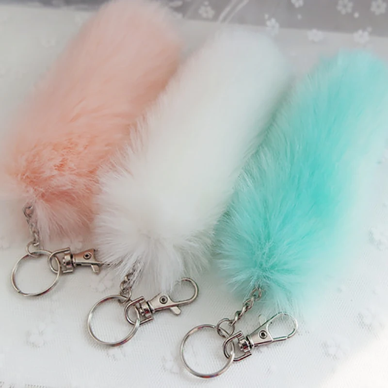 

Cute Wolf Fox Tail Keychains Furry Charm Bags Key Ring Holder Car Pendant Keyring For Women Men Trinket Accessories Gift
