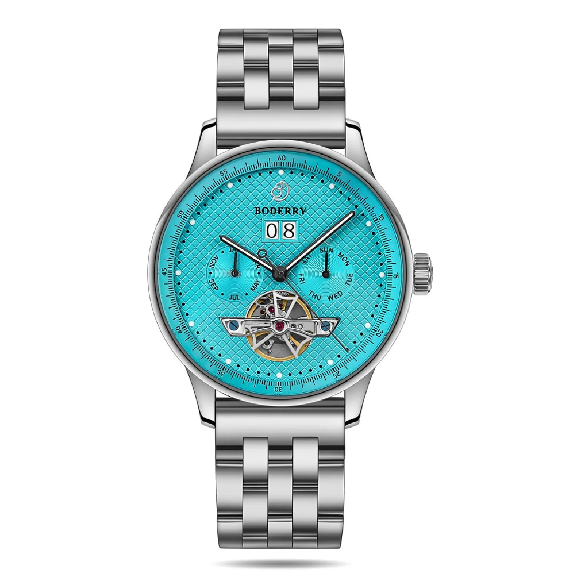 BODERRY Mens Automatic Watches Luxury Watch Mechanical Wristwatch 50m Waterproof Sapphire Luminous Skeleton Month Week Date
BODERRY Mens Automatic Watches Luxury Watch Mechanical Wristwatch 50m Waterproof Sapphire Luminous Skeleton Month Week Date