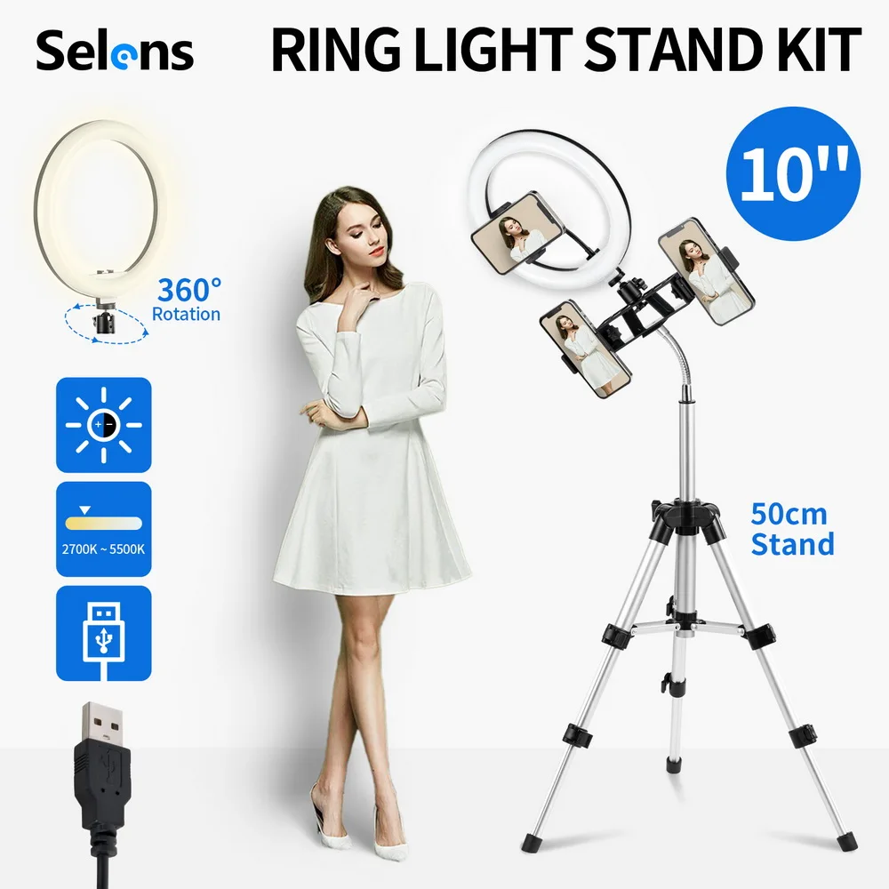 

Selens Selfie Ring Light Remote Control Colorful LED Lights Lamp With Tripod Phone Stand Holder For Youtube TikTok Live Makeup