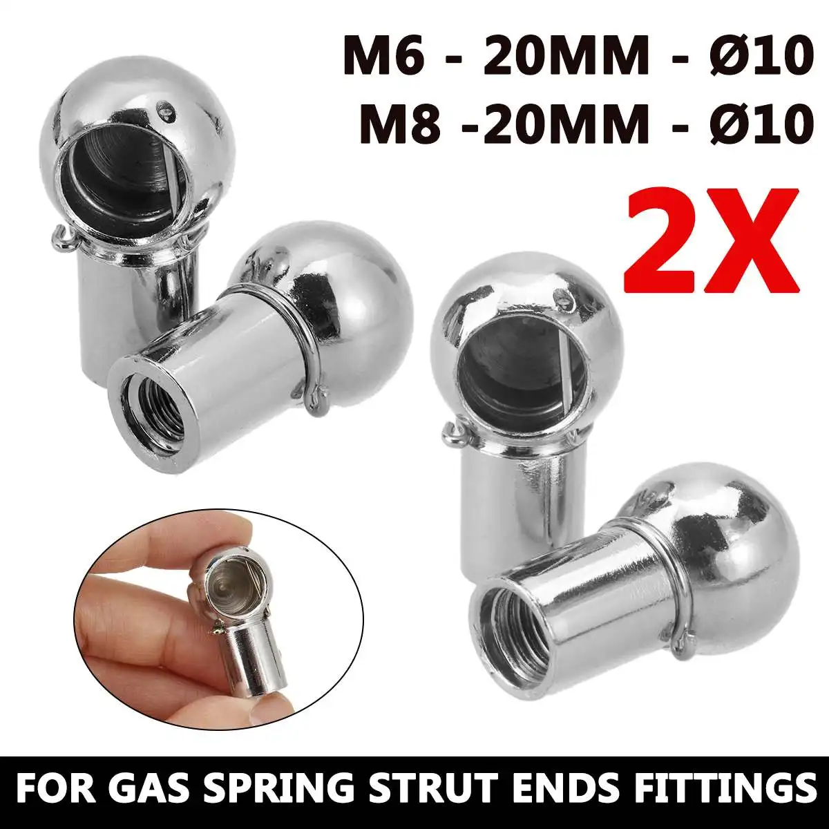 Universal 2pcs Silver M6 M8 Boot Bonnet Trunk Gas Strut End Fitting Ball Pin Joint Valve Spring Holders
Universal 2pcs Silver M6 M8 Boot Bonnet Trunk Gas Strut End Fitting Ball Pin Joint Valve Spring Holders