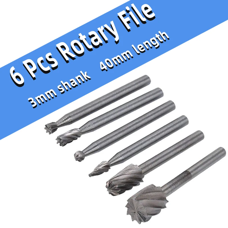 6PCS HSS Rotary File Carbide Metal Drill Bit Sets Milling Cutter Carving Grinding Head Woodworking Carpentry Tool Dropshipping
6PCS HSS Rotary File Carbide Metal Drill Bit Sets Milling Cutter Carving Grinding Head Woodworking Carpentry Tool Dropshipping