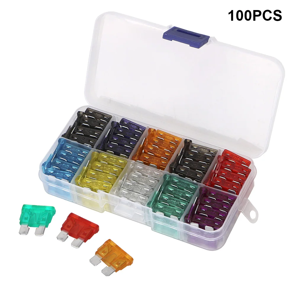 

Car Truck Fuses Auto Blade Type Fuse Set 2A 3A 5A 7.5A 10A 15A 20A 25A 30A 35A 40A Amp Fuse Tool Clip Assortment 50/100 Pcs