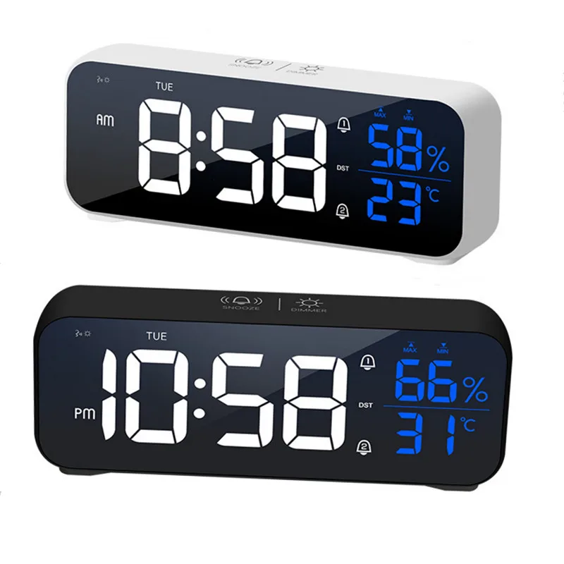 LED Music Alarm Clock Temperature Humidity Voice Control/Alaways On Table Clock Dual Alarm Wall Rechargeable Digital Clocks
LED Music Alarm Clock Temperature Humidity Voice Control/Alaways On Table Clock Dual Alarm Wall Rechargeable Digital Clocks