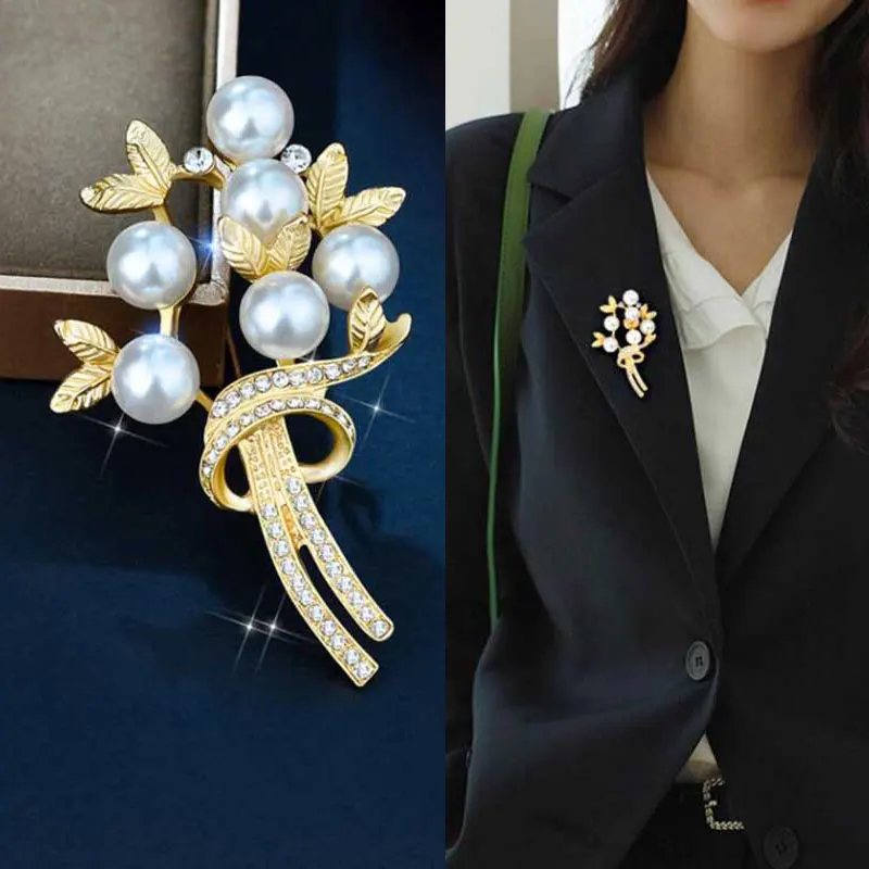 Golden Luxury Zircon Brooch for Women Fashion Bouquet Flower Pearls Brooches Party Wedding Clothing Accessories Jewelry Gifts
Golden Luxury Zircon Brooch for Women Fashion Bouquet Flower Pearls Brooches Party Wedding Clothing Accessories Jewelry Gifts