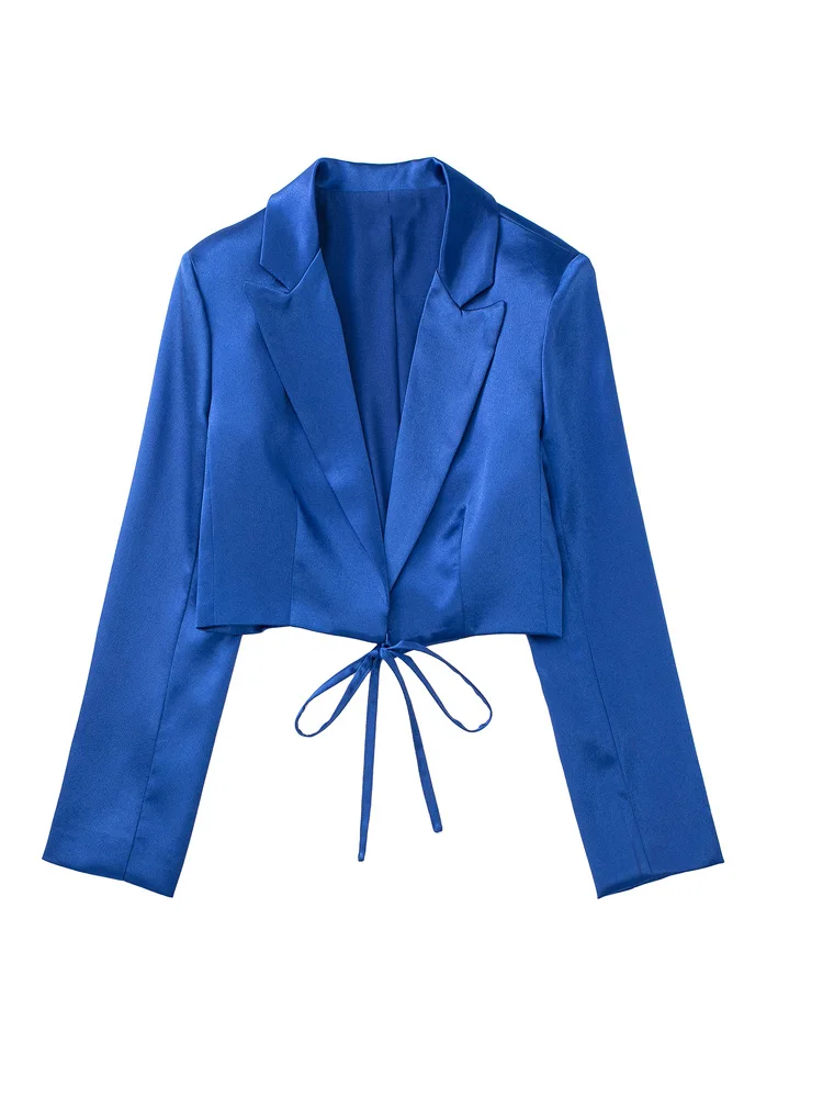 2022 Summer Women Short Blazers Coats Suit Fashion Satin Solid Bandage Slim Female Casual Street Blazer Outerwear Clothing
2022 Summer Women Short Blazers Coats Suit Fashion Satin Solid Bandage Slim Female Casual Street Blazer Outerwear Clothing