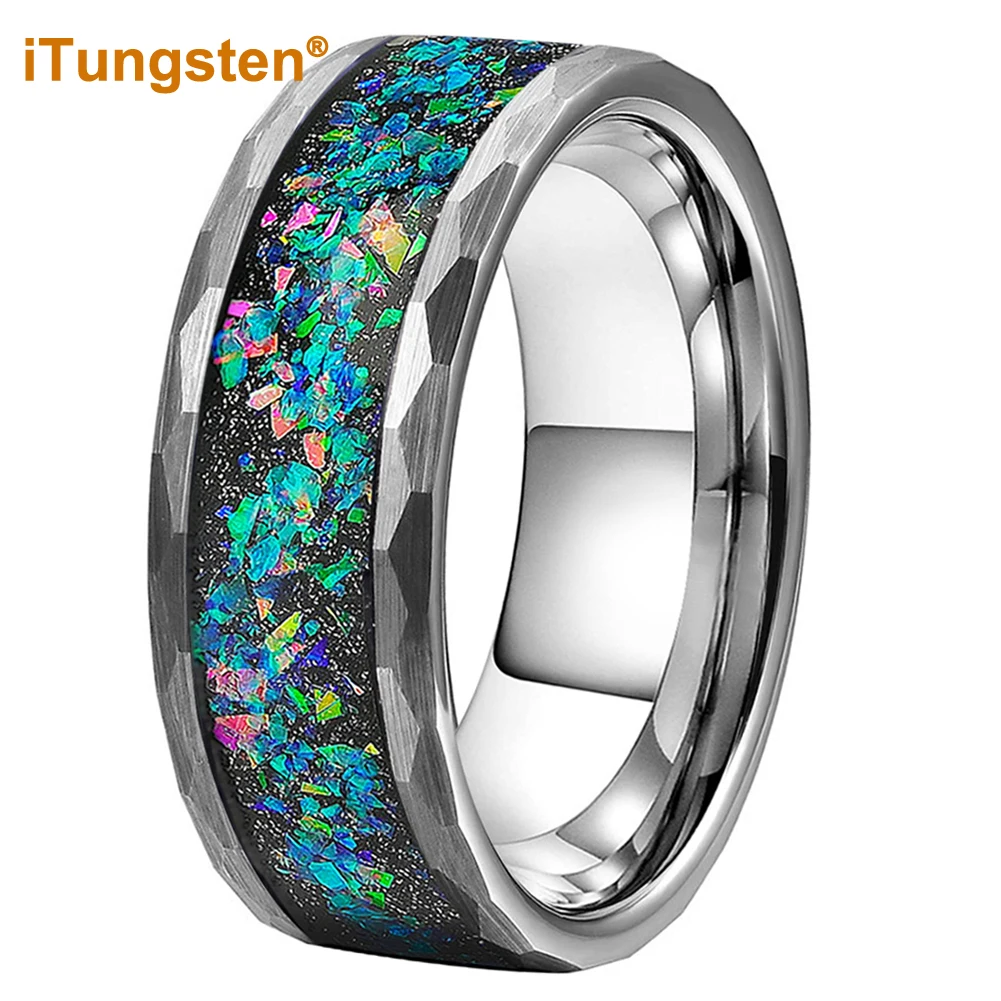 iTungsten 8mm Multi Facet Hammer Ring Men Women Tungsten Wedding Band With Galaxy Series Opal Inlay Comfort Fit
iTungsten 8mm Multi Facet Hammer Ring Men Women Tungsten Wedding Band With Galaxy Series Opal Inlay Comfort Fit
