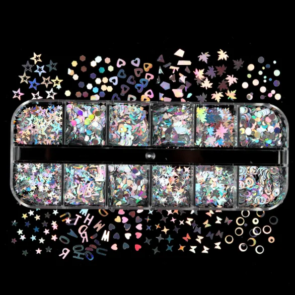 New 12 box mixed color nail Sequin laser maple leaf Star Love DIY Nail patch jewelry
New 12 box mixed color nail Sequin laser maple leaf Star Love DIY Nail patch jewelry