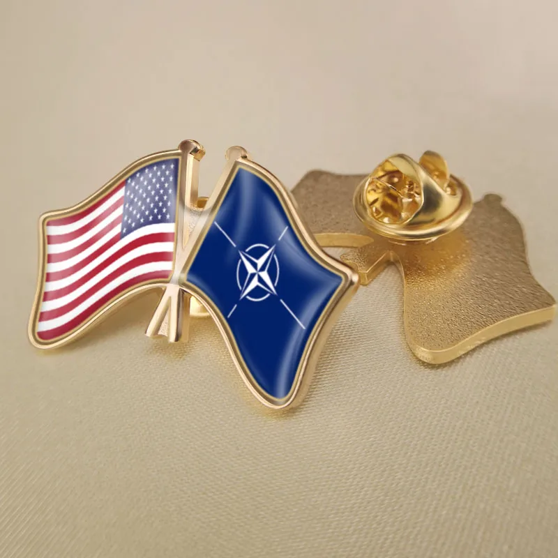 United States and NATO North Atlantic Treaty Organization Crossed Double Friendship Flags Lapel Pins Brooch Badges
United States and NATO North Atlantic Treaty Organization Crossed Double Friendship Flags Lapel Pins Brooch Badges