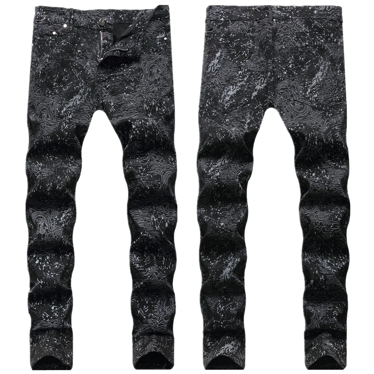 Men Jeans With Personalized European and American Style Colorful Hand Painted Graffiti Slim Fitting Nightclub Street Black Pants
Men Jeans With Personalized European and American Style Colorful Hand Painted Graffiti Slim Fitting Nightclub Street Black Pants