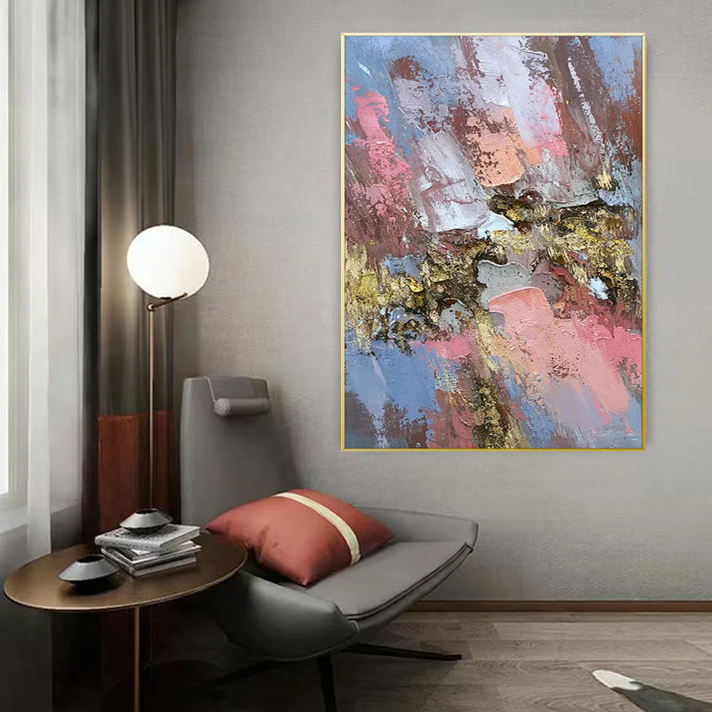 Hand Painted Oil Paintings On Canvas Modern Abstract Gold Foil Art Canvas Painting Pink Texture Home Decor Wall Art No Frame
Hand Painted Oil Paintings On Canvas Modern Abstract Gold Foil Art Canvas Painting Pink Texture Home Decor Wall Art No Frame