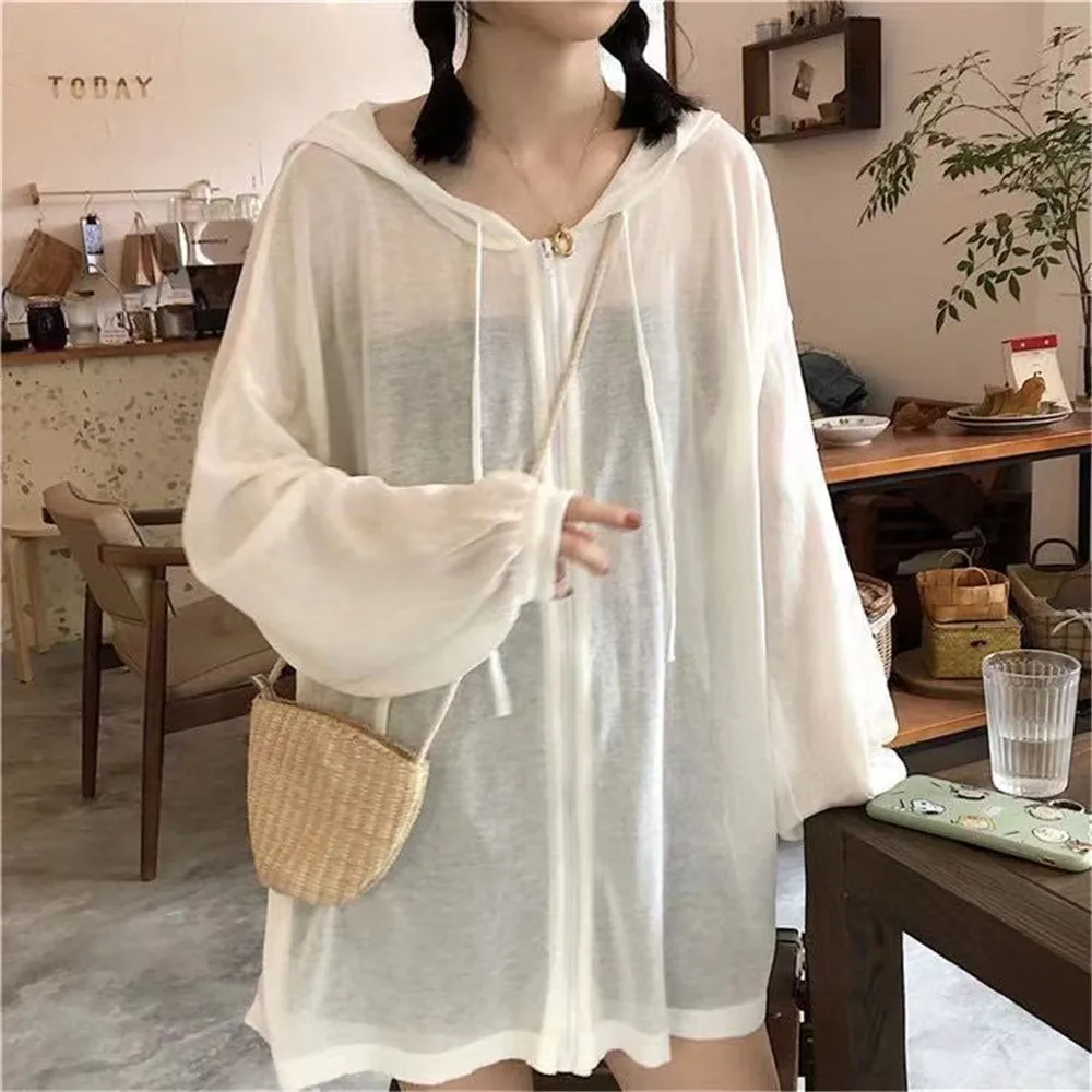 Women's Blouse Loose Hooded Solid Color Jacket Thin Breathable Summer Cardigan Sun Shirt Summer Leisure Tops 2022 Korea Japan
Women's Blouse Loose Hooded Solid Color Jacket Thin Breathable Summer Cardigan Sun Shirt Summer Leisure Tops 2022 Korea Japan