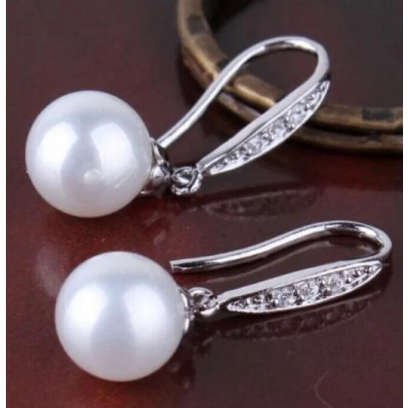 

Boucles d'oreilles rondes en perles blanches de la mer du sud australienne, bijoux à la mode uniques de 10mm, livraison grat