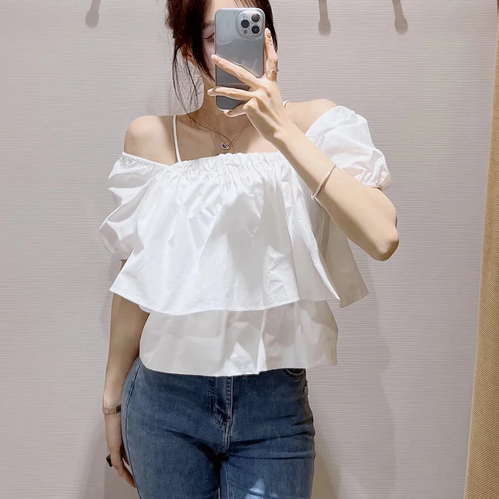 DiYiG WOMAN2022summer new women's wear pure color Korean style fashion temperament commuting one-line collar short-sleeved shirt
DiYiG WOMAN2022summer new women's wear pure color Korean style fashion temperament commuting one-line collar short-sleeved shirt