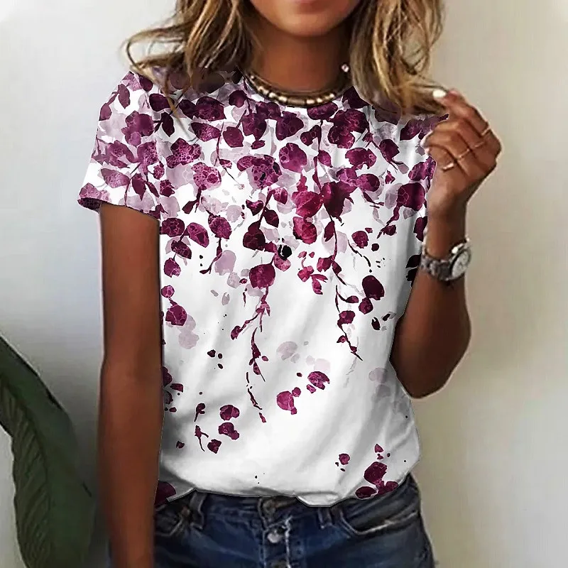 Summer Bouquet Elegant Ladies T-Shirt Round Neck Fashion Everyday Outdoor Short Sleeve Oversized Women's Loose Temperament Top
Summer Bouquet Elegant Ladies T-Shirt Round Neck Fashion Everyday Outdoor Short Sleeve Oversized Women's Loose Temperament Top