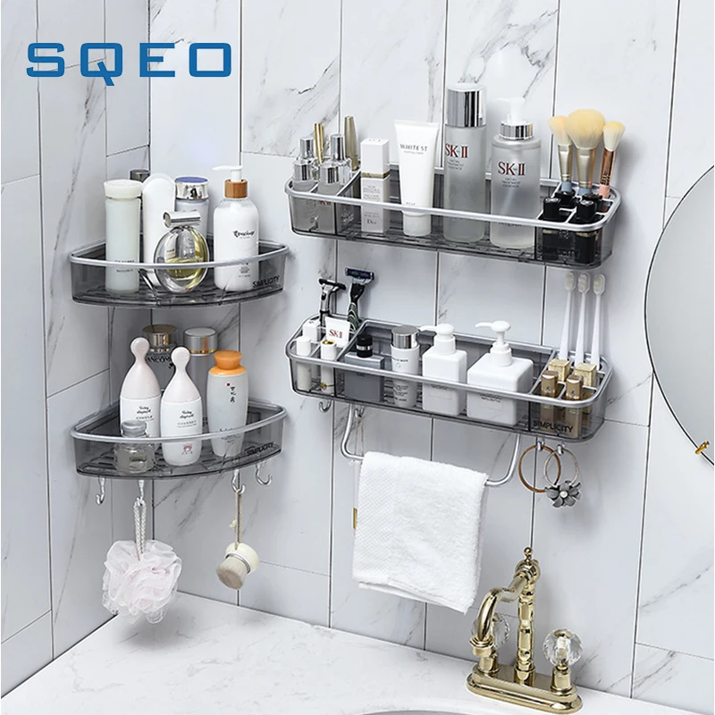SQEO Wall Mounted Bathroom Shelf With Towel Bar Hooks Organizer For Bath Household Items Bathroom Accessories
SQEO Wall Mounted Bathroom Shelf With Towel Bar Hooks Organizer For Bath Household Items Bathroom Accessories