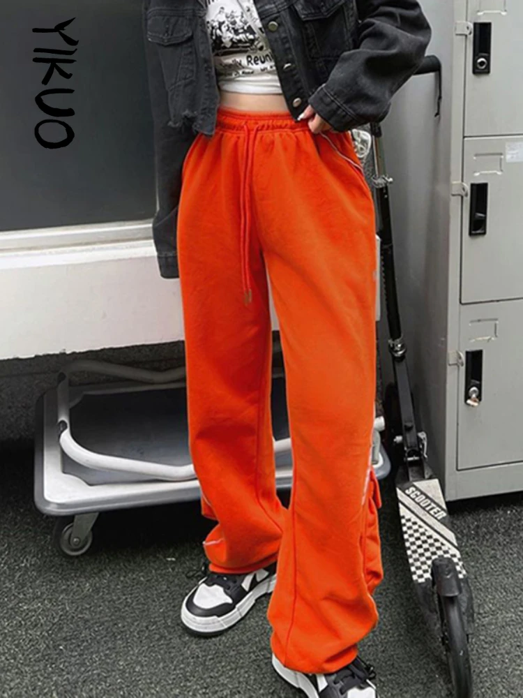 YIKUO Reflective Stripe Casual Baggy Sweatpants Women Hippie High Waist Streetwear Harem Pants Korean Fashion Dance Trousers
YIKUO Reflective Stripe Casual Baggy Sweatpants Women Hippie High Waist Streetwear Harem Pants Korean Fashion Dance Trousers