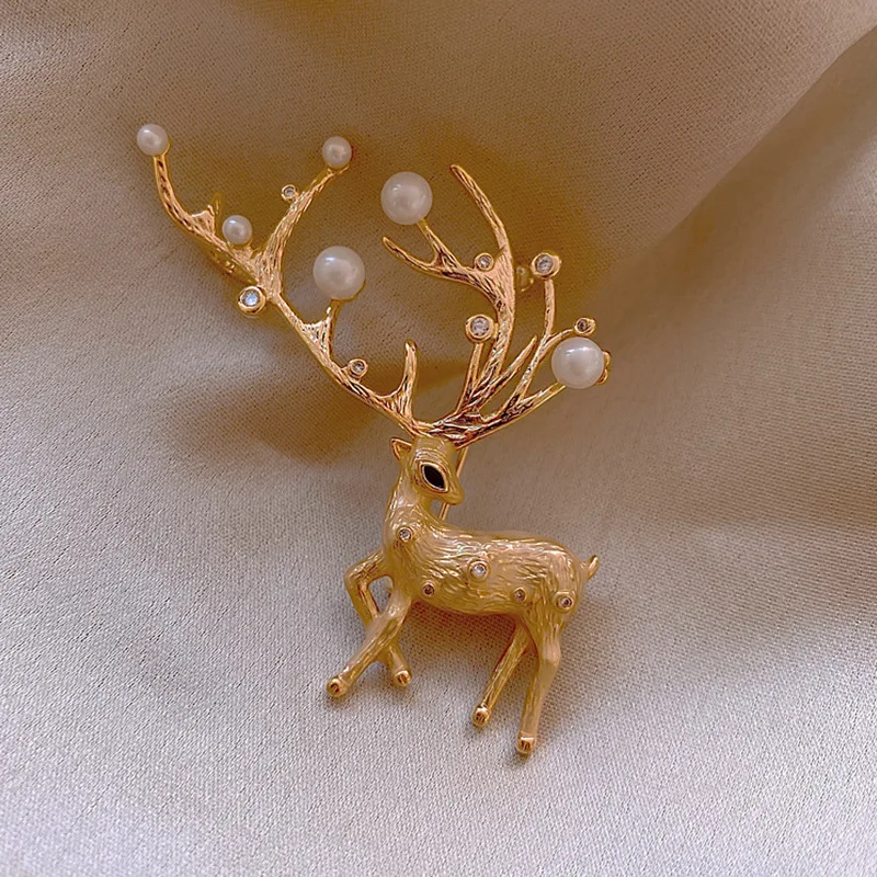Creative pearl rhinestone fawn brooch temperament fashion simple pin clothes accessories
Creative pearl rhinestone fawn brooch temperament fashion simple pin clothes accessories